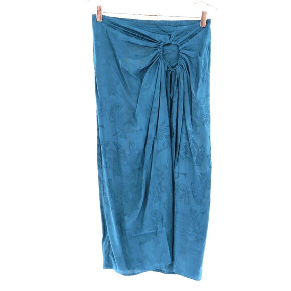 Band Of Free Deep Teal Layered Midi Skirt Womens Mermaid Beachy Coastal Boho NWT - Picture 1 of 11